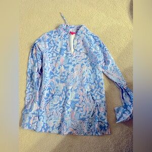 Lilly Pulitzer Blue and Pink Patterned Hoodie